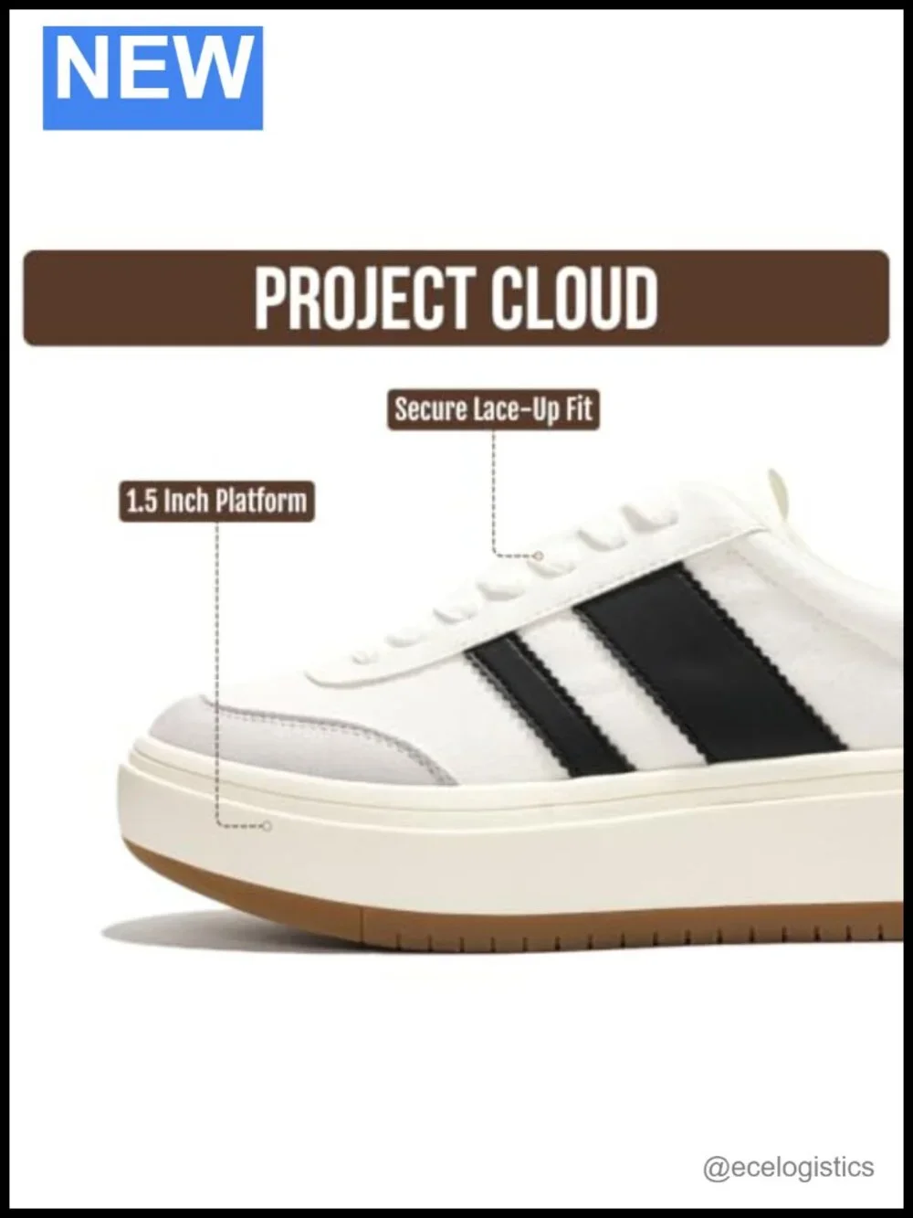 Platform Fashion Sneakers with Memory Foam Insole, Non-Slip Casual Lace-up Shoes